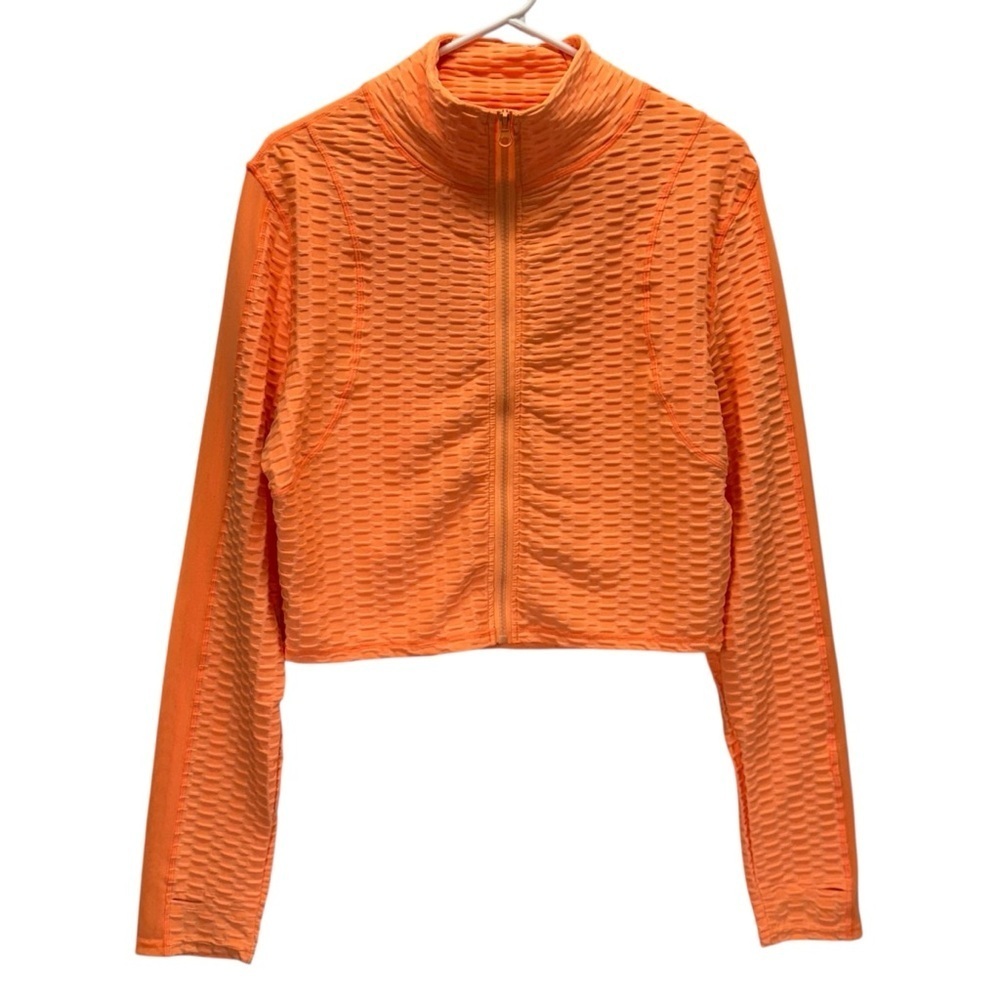 Echelon Fluorescent Orange Textured Zip-Up Crop Jacket. Size XL
NWT